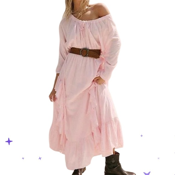 Free People Dresses & Skirts - FREE PEOPLE SHORE CHIC TIERED MAXI DRESS PINK ML